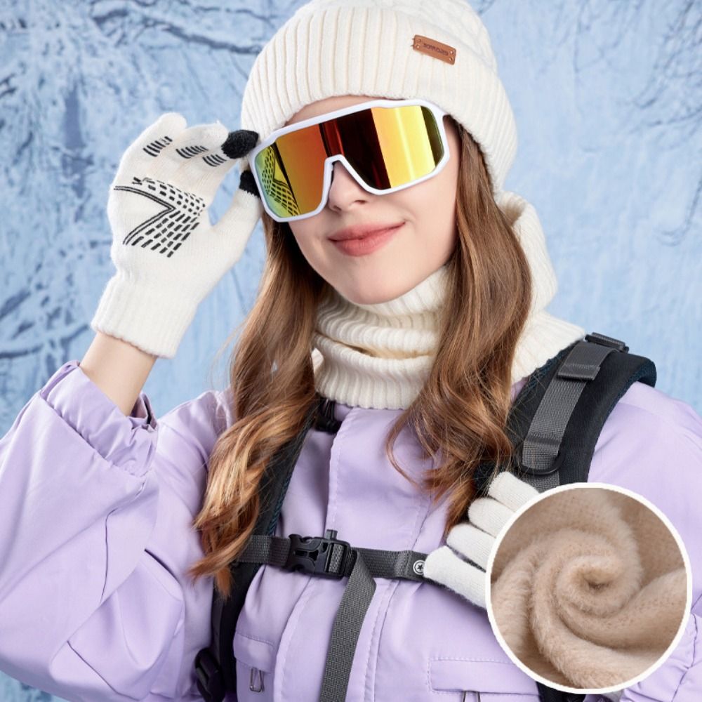 Wool Glove Lined - 3 pçs caminhadas cor sólida chapéu