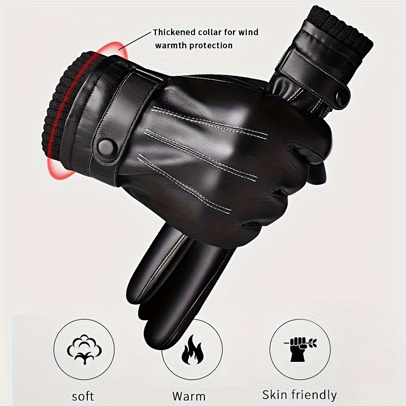 Leather Driving Glove - 1 par luvas de inverno quente
