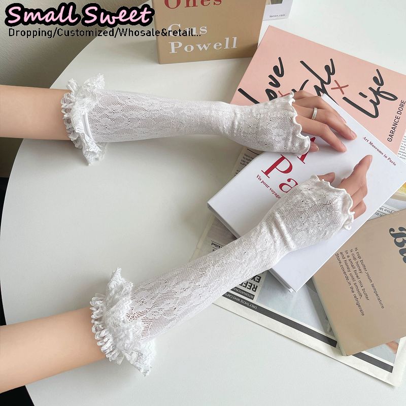 Fingerless Glove Knit - Luvas Femininas Brancas Estilo Harajuku para