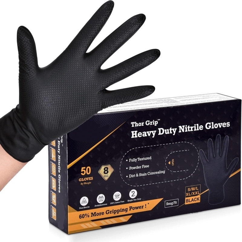 Nitrile Mechanic Glove - Luvas de nitrilo pretas resistentes 10/30/50pcs