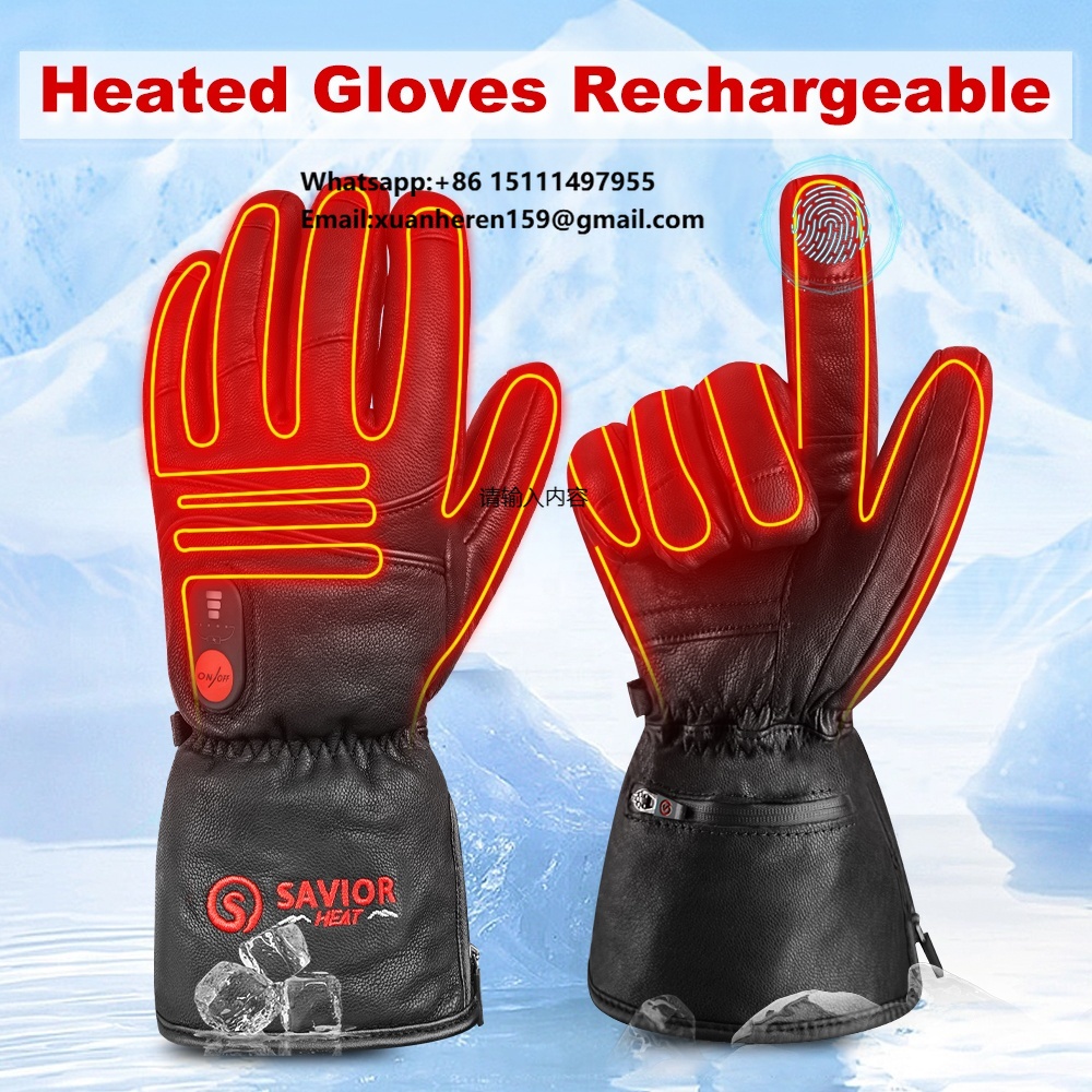 Ski Glove Waterproof - Luvas de Couro Aquecidas para Homens