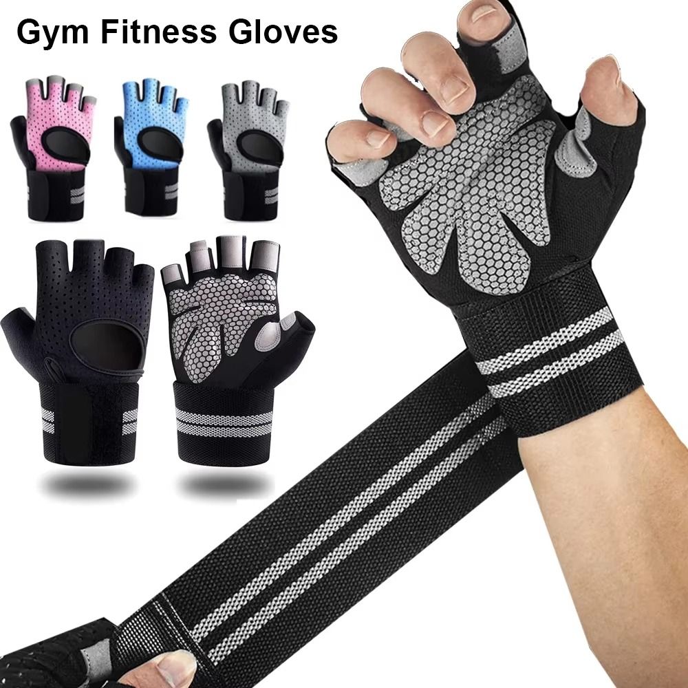 Workout Glove Gym - 1 par com suporte de envoltório