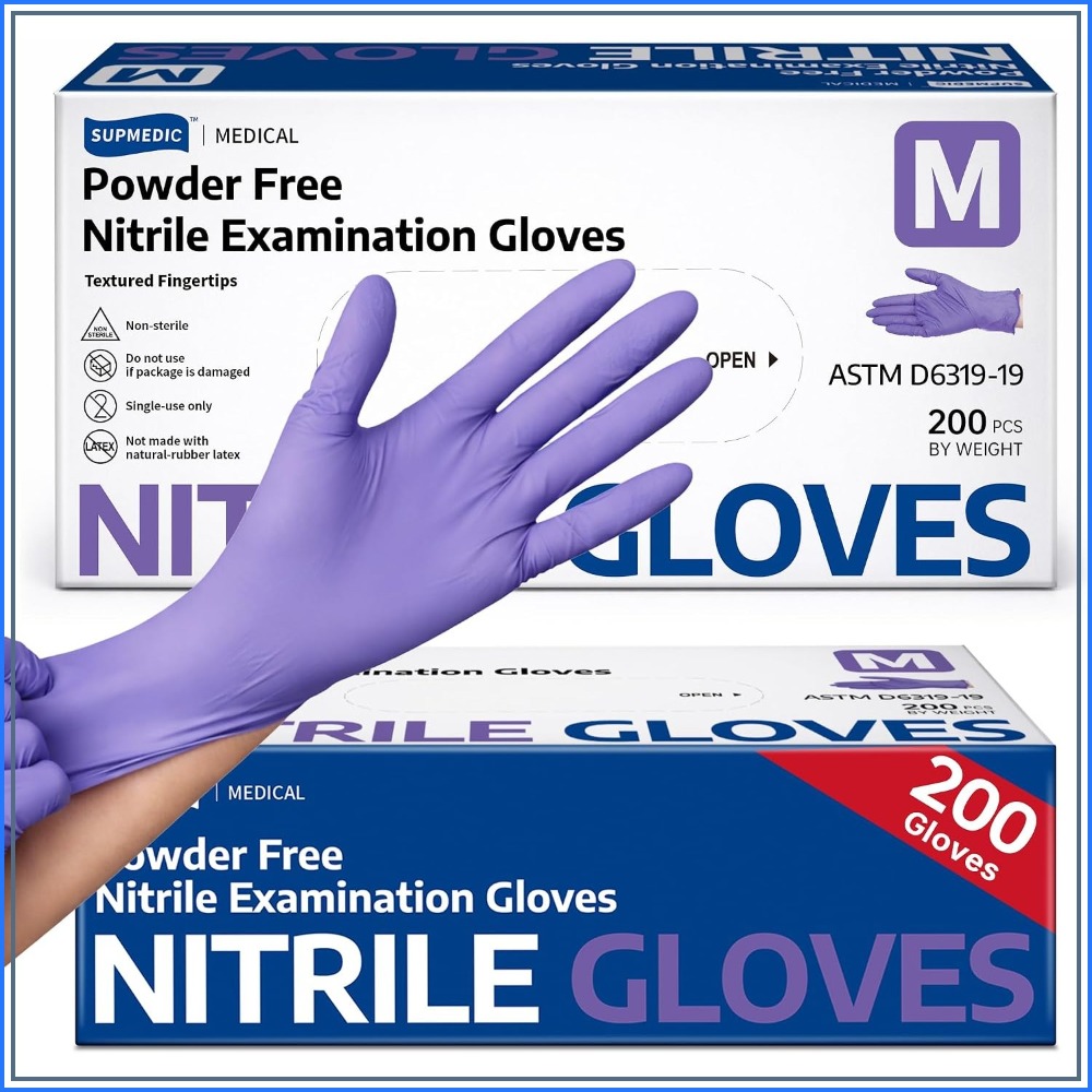Exam Glove Nitrile - Luvas Descartáveis de Nitrilo, 200 Unidades,