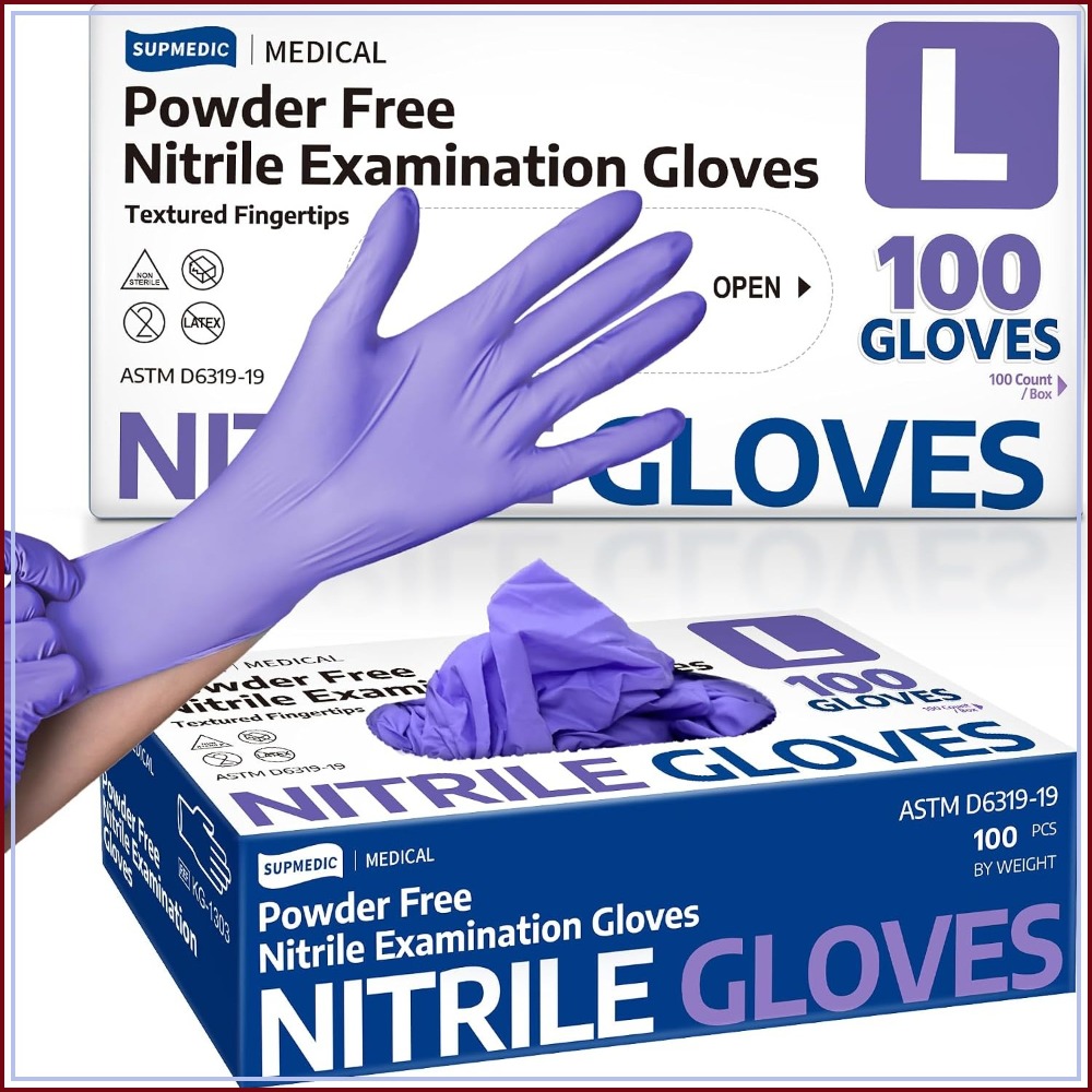 Exam Glove Nitrile - Luvas Descartáveis de Nitrilo Médicas, 100