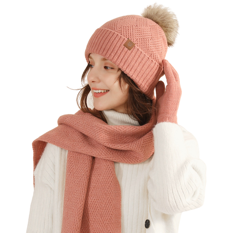 Wool Glove Lined - Inverno quente lã chapéu cachecol luvas