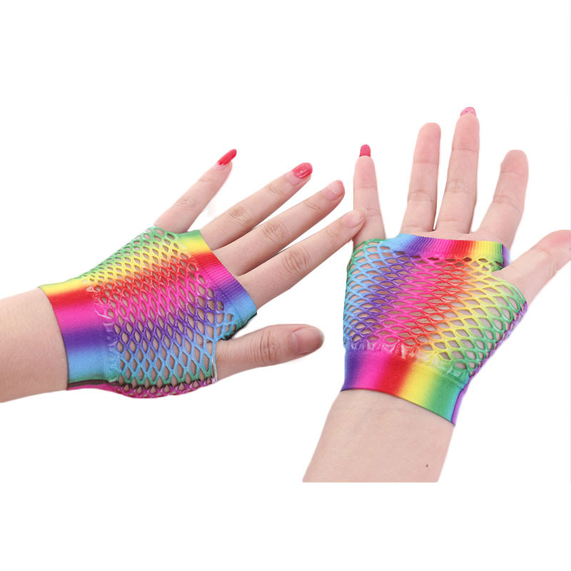 Senhoras sexy arco-íris cor cu - Fingerless Glove Knit avaliação e preço